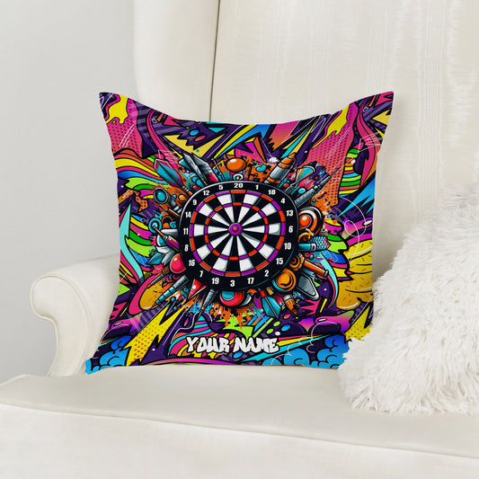 Maxcorners Darts Graffiti Explosion Target Art Multicolor Customized Name 3D Pillow