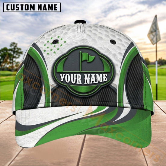 Maxcorners Golf Flag Badge Dynamic Wave Personalized Name 3D Cap (7 Colors)