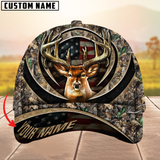 Maxcorners Premium The Best Of Flag Deer Arc Hunting Camouflage Pattern Multicolor Personalized Name 3D Cap