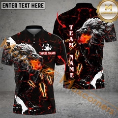 Maxcorners Lion Fire Flame Magma Pattern Bowling Jersey Multicolor Option Customized Name, Team Name 3D Shirt