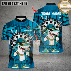 Maxcorners Darts Cool Hiphop Shark With Dartboard Multicolor Customized Name, Team Name 3D Shirts