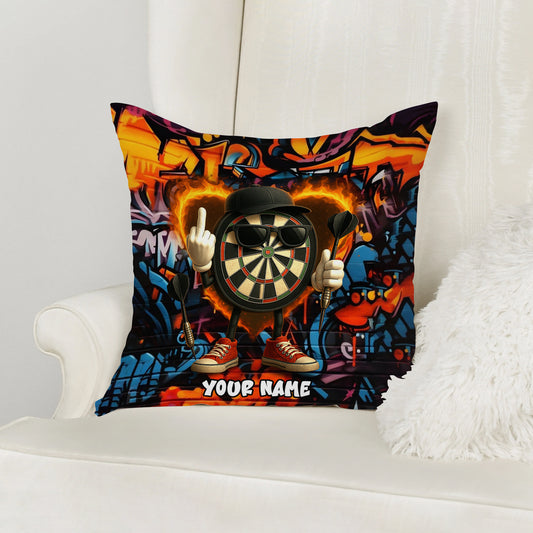 Maxcorners Darts Street Style Mascot Fire Ring Multicolor Customized Name 3D Pillow