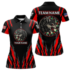 Maxcorners Custome Wolf Red-Eyes Scratched Pattern Dart Shirts For Men, Dart Team Jerseys LM054