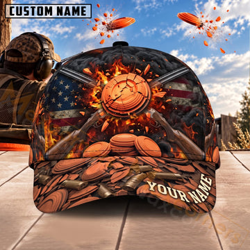 Maxcorners Trap & Skeet Shooting Exploding Fire Clay Target Personalized Name 3D Cap