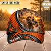Maxcorners Dog Hunting And Duck Orange Black Curved Stripe Marsh Sunset Scene Multiple Options Personalized Name 3D Cap