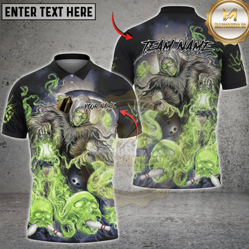 Maxcorners Bowling Grim Reaper Skull Smoke Multicolor Customized Name, Team Name 3D Shirts