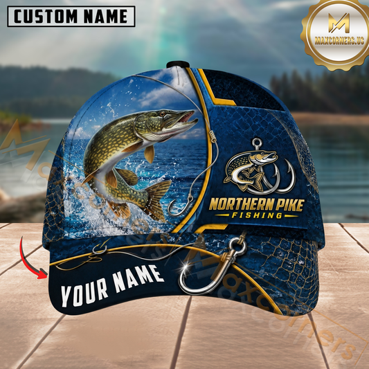 Maxcorners Fishing Hook Denim Personalized Name 3D Cap