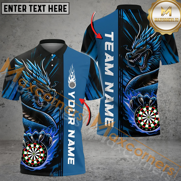 Maxcorners Darts Water Dragon Art Fire Mutilcolor Options Personalized Name, Team Name 3D Polo Shirt