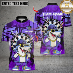 Maxcorners Darts Cool Hiphop Shark With Dartboard Multicolor Customized Name, Team Name 3D Shirts