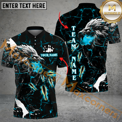 Maxcorners Lion Fire Flame Magma Pattern Bowling Jersey Multicolor Option Customized Name, Team Name 3D Shirt