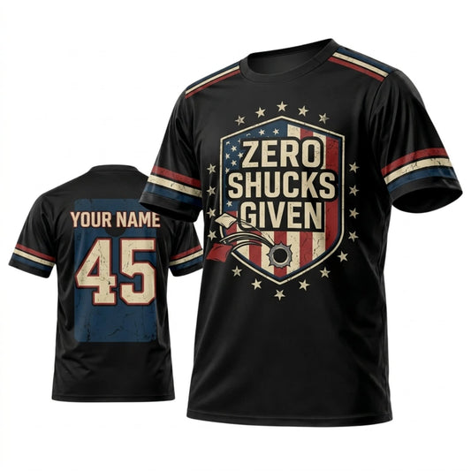 Maxcorners Cornhole Zero Shucks Given Black Vintage Badge Personalized Name 3D Unisex Shirt