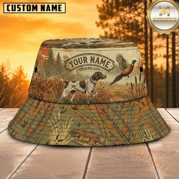Maxcorners Pheasant Hunting Autumn Leaf Field Personalized Name 3D Bucket Hat