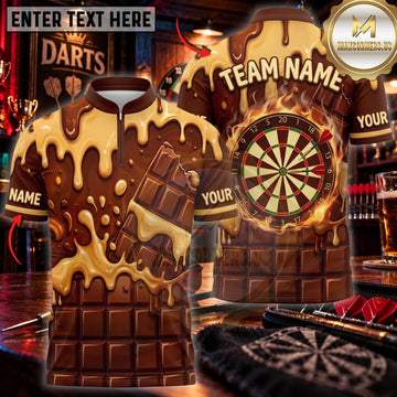 Maxcorners Darts Funny Chocolate Beer Belly Golden Dartboard Personalized Name 3D Unisex Shirt