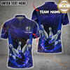 Maxcorners Gear With Skull Thunder Lightning Bowling Jersey Multicolor Option Customized Name, Team Name 3D Polo Shirt