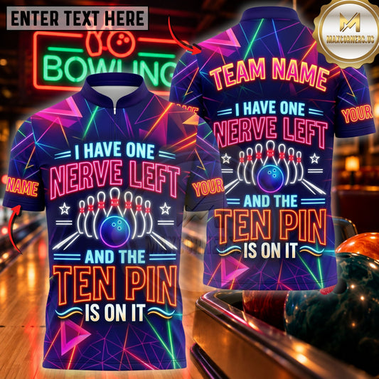 Maxcorners Bowling Retro Neon Typography Ten Pin Slogan Apparel Customized Name, Team Name 3D Shirts