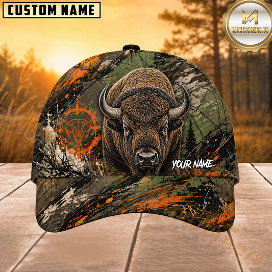 Maxcorners Hunting Orange Green Splash Forest Personalized 3D Cap