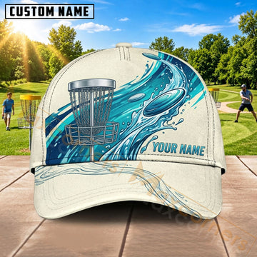 Maxcorners Disc Golf Flying Disc & Ocean Wave Graphic Customized Name 3D Cap