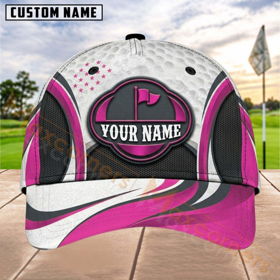 Maxcorners Golf Flag Badge Dynamic Wave Personalized Name 3D Cap (7 Colors)