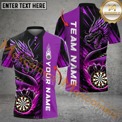 Maxcorners Darts Water Dragon Art Fire Mutilcolor Options Personalized Name, Team Name 3D Polo Shirt