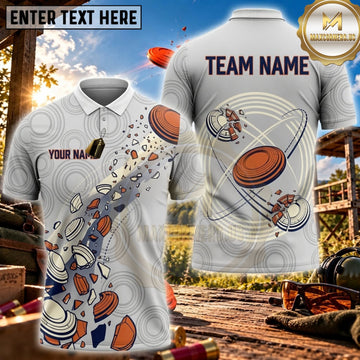 Maxcorners Clay Shooting White Circular Clay Target Motion Personalized Name 3D Unisex Shirt
