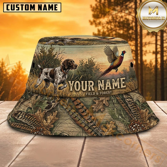 Maxcorners Wild Boar Hunting Autumn Leaf Camo Personalized Name 3D Bucket Hat