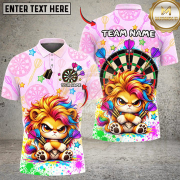 Maxcorners Darts Adorable Lion Rainbow Dartboard Personalized Name 3D Unisex Shirt