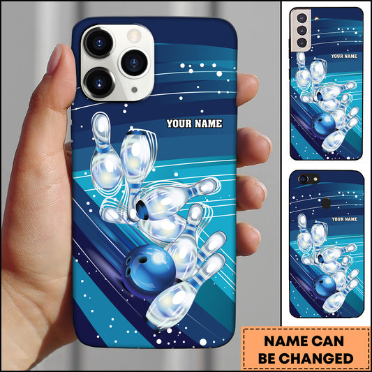 Maxcorners Bowling Motion Strike Pins Multicolor Personalized Name 3D Phone Case