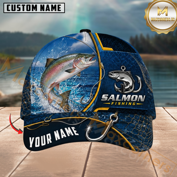 Maxcorners Fishing Hook Denim Personalized Name 3D Cap