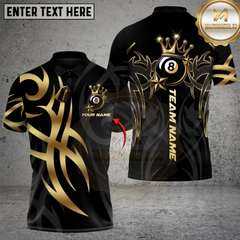 Maxcorners Billiard Golden Cue Master 8-Ball Multicolor Customized Name, Team Name 3D Shirt