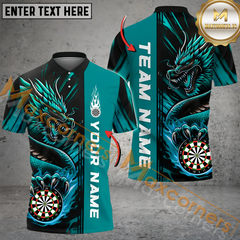 Maxcorners Darts Water Dragon Art Fire Mutilcolor Options Personalized Name, Team Name 3D Polo Shirt