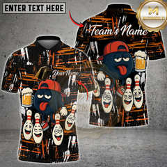 Maxcorners Funny Bowling Beer Multicolor Customized Name, Team Name 3D Shirt
