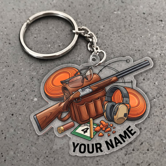 Maxcorners Clay Shooting Crossed Shotguns And Clay Targets Customized Name 3D Keychain And Ornament