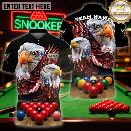 Maxcorners Billiards Wear Fierce Eagle Mascot Graphic Customized Name 3D Shirt