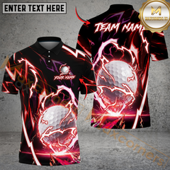 Maxcorners Thunder Strike Golf Polo Shirt, Customized Name & Team Name 3D Shirts (4 Colors)
