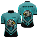 Maxcorners Men's Custom Darts Shirt Turquoise Eagle And Thunder Lightning Dartboards LM1805