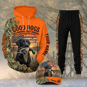 Maxcorners Duck Hunting Good Dogs Great Hunts Orange Camo Personalized 3D Shirts