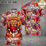 Maxcorners Roaring Lion Bowling Jersey Multicolor Customized Name, Team Name 3D Shirts