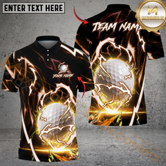 Maxcorners Thunder Strike Golf Polo Shirt, Customized Name & Team Name 3D Shirts (4 Colors)