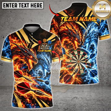 Maxcorners Darts Flaming Dragon Blue Fire Dartboard Personalized Name 3D Unisex Shirt