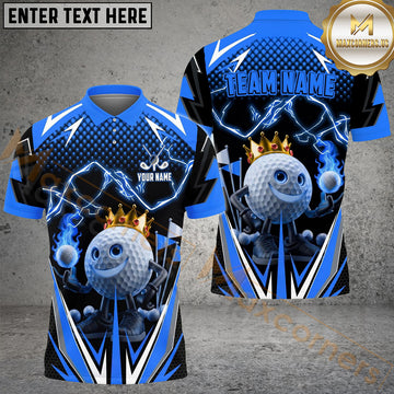 Maxcorners Golf Thunder Funny Ball Personalized Name, Team Name 3D Shirt (4 Colors)