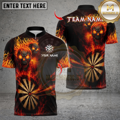 Maxcorners Darts Flame Skull With Dartboard Multicolor Customized Name, Team Name 3D Shirts