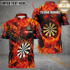 Maxcorners Fire Flame Darts Jersey Customized Name, Team Name 3D Polo Shirt