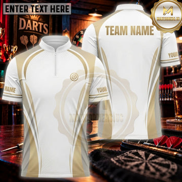Maxcorners Darts Ivory White Gold Luxury Swirl Personalized Name 3D Unisex Shirt
