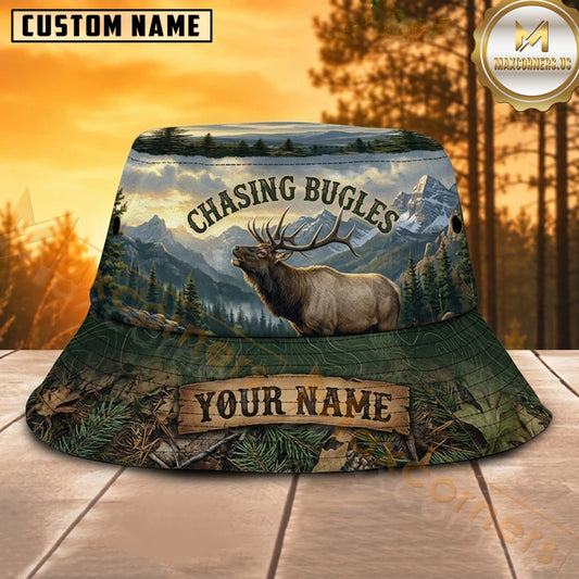 Maxcorners Bird Hunting Chasing Birds Mountain Personalized Name 3D Bucket Hat