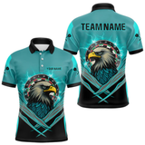 Maxcorners Men's Custom Darts Shirt Turquoise Eagle And Thunder Lightning Dartboards LM1805