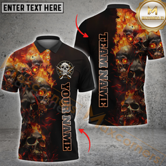 Maxcorners Fiery Skull Darts Jersey Multicolor Options Personalized Name, Team Name 3D Polo Shirt