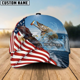 Maxcorners Eagle Flag Pike Fishing Customized Name Classic 3D Cap