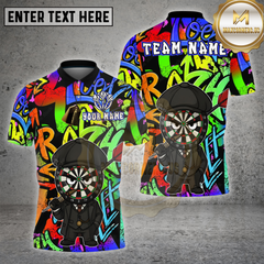 Maxcorners Darts Shirts Dartboard Cartoon Character Graffiti Style Multi Options Personalized Name, Team Name 3D Shirt