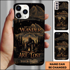 Maxcorners Artist Hunting - Not All Who Wander Are Lost Bigfoot Mountain Night Personalized Name Phone Case