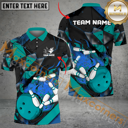 Maxcorners Colorful Flame Throw Bowling Jersey Multicolor Option Customized Name, Team Name 3D Shirt